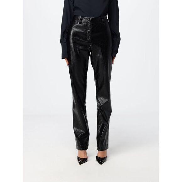 FEDERICA TOSI Denim - Federica Tosi Women High-Waisted Straight Federica Tosi Faux Leather Trousers